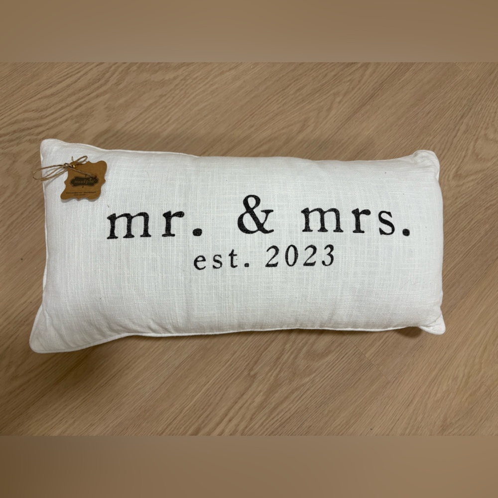 Mud Pie White and Black Accent Pillow